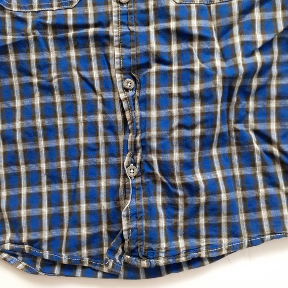 Kenneth Cole Reaction Boys Shirt Button Down Blue Black Plaid Long Sleeve 6-7 - Picture 4 of 12